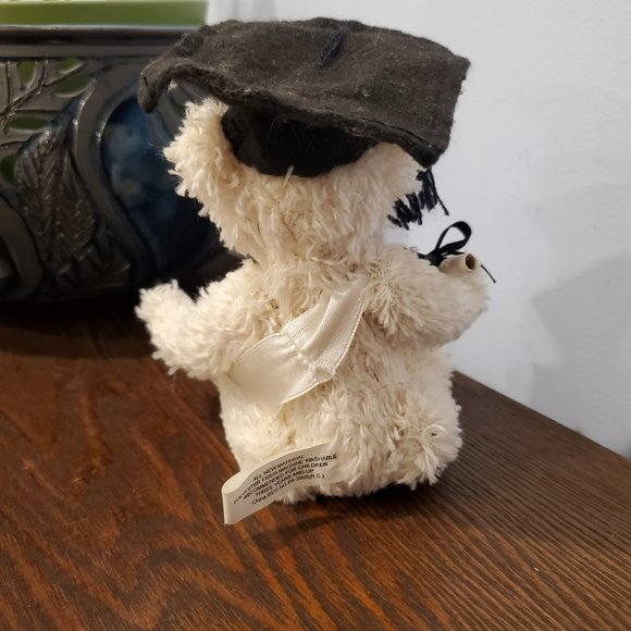 Posable Plush Bear Graduation Congrats Grad Gift Diploma Mortarboard Tan 7" tall - Picture 2 of 9